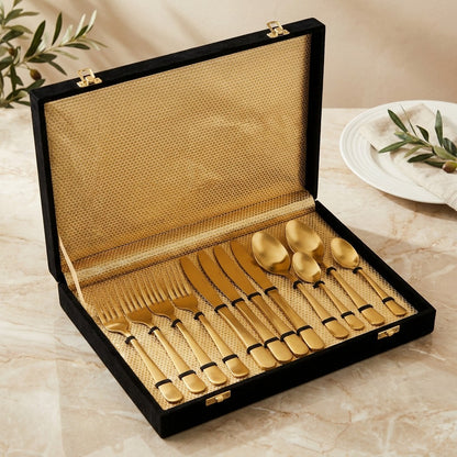 24-Piece Matte Gold Cutlery Set — 1