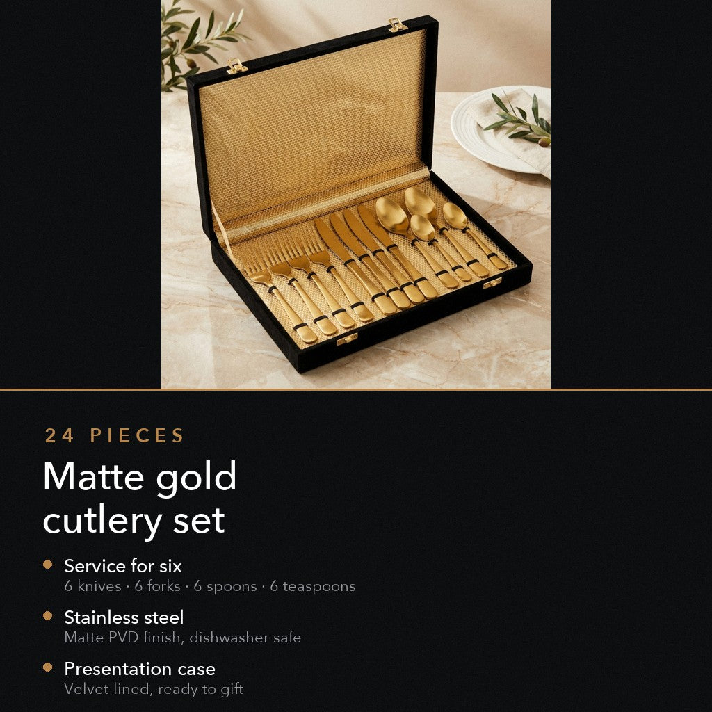 24-Piece Matte Gold Cutlery Set — 3