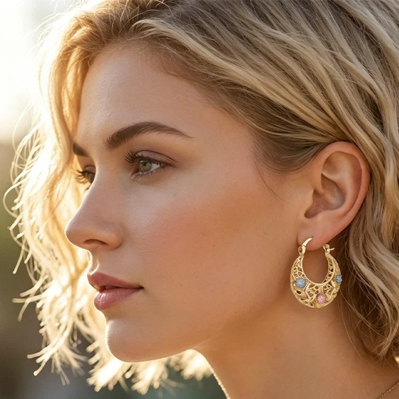 Filigree Crescent Hoop Earrings — 3